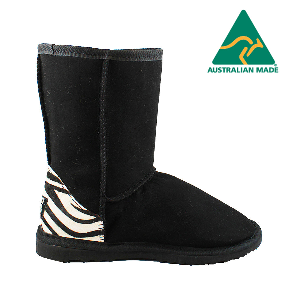 BONDI UGG - Crush Short Sheepskin Boot - Black Zebra