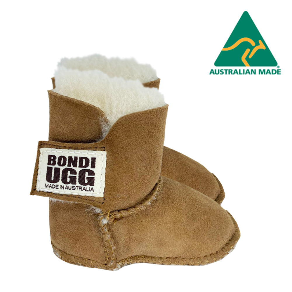 BONDI UGG - Australian Made KIDS Velcro Sheepskin Baby Booties