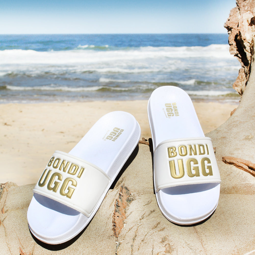 BONDI UGG - Womens Beach Slide - White/Gold