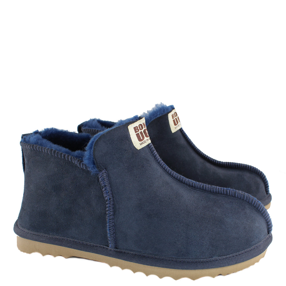 BONDI UGG Australian Made Men's Natural Sheepskin Slipper Boot - Navy
