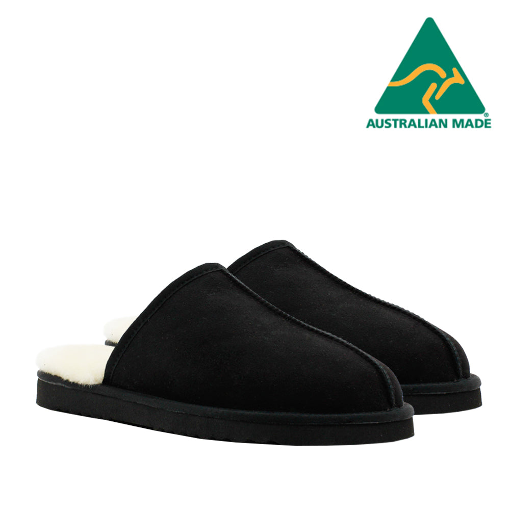 WARATAH UGG® Australian Made Premium Sheepskin Mens Scuff - Black
