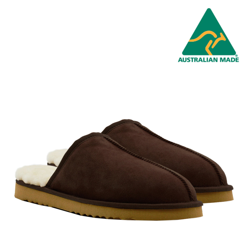 WARATAH UGG® Australian Made Premium Sheepskin Mens Scuff - Chocolate