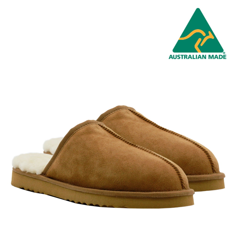 WARATAH UGG® Australian Made Premium Sheepskin Mens Scuff - Chestnut