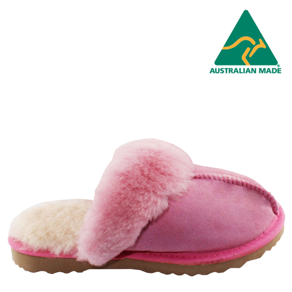 BONDI UGG Australian Made Wool Collar Sheepskin Scuff Slippers