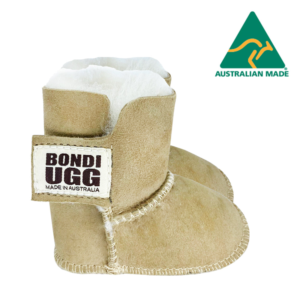 BONDI UGG - Australian Made KIDS Velcro Sheepskin Baby Booties