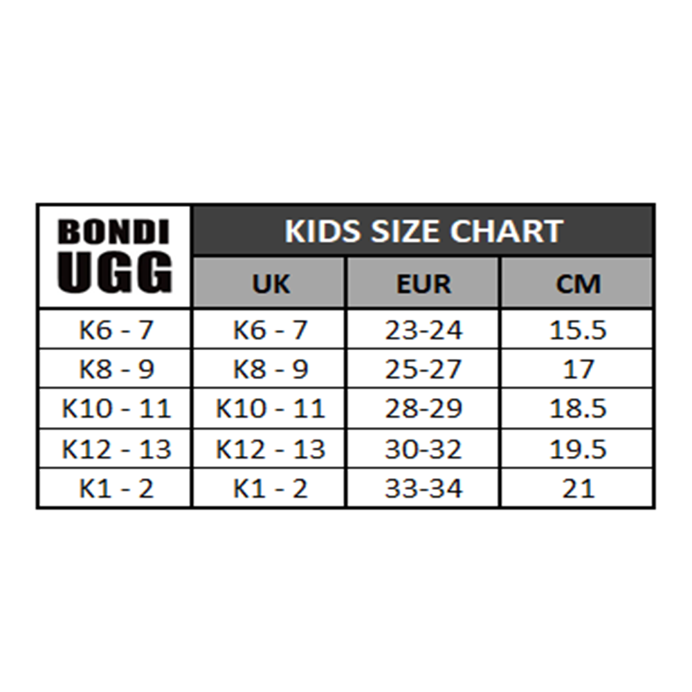 Ugg youth size chart cheap