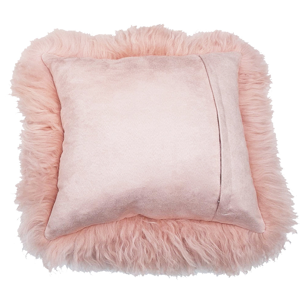 Mongolian Sheepskin Cushion - Rose