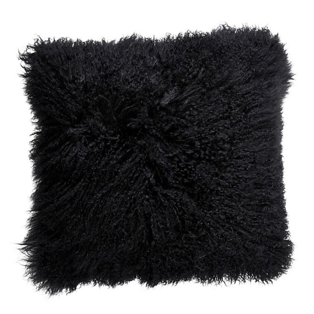 Mongolian Sheepskin Cushion - Black