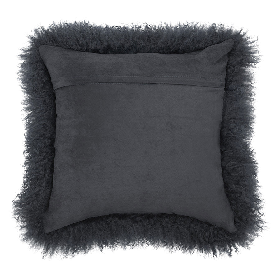 Mongolian Sheepskin Cushion - Charcoal