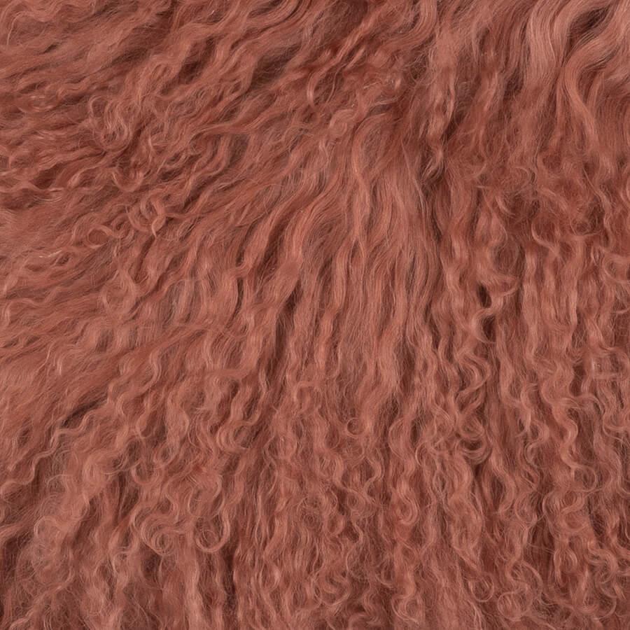 Mongolian Sheepskin Rug - Dark Coral