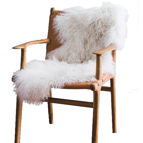 Mongolian Sheepskin Rug - White
